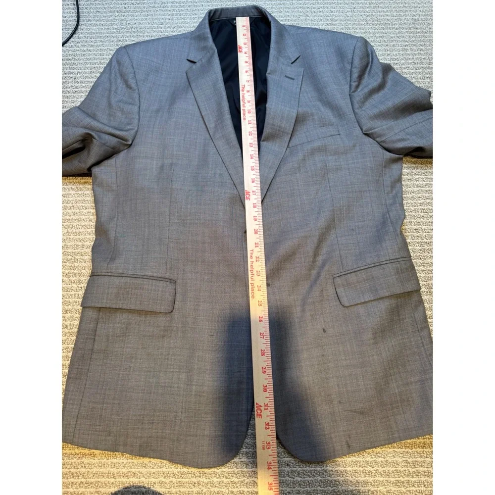 Jos.‎ A. Bank Mens Blazer Jacket Light Gray Wool Tailored Fit 2-Button 46R